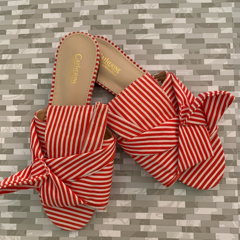 Red and white Sandals